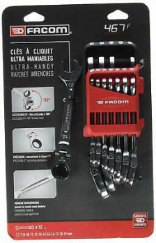 JEU DE 12 CLES A CLIQUET FLEX OUTIL FACOM 467BF.JP12
